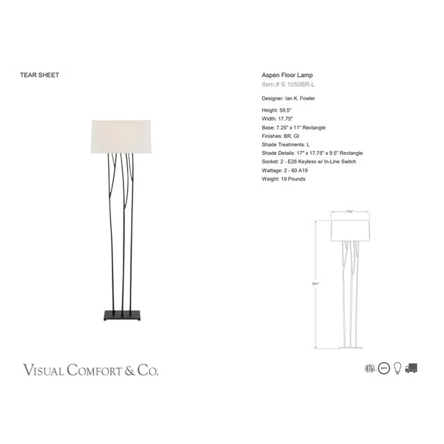 Ian K. Fowler by Visual Comfort Signature Aspen Floor Lamp in Black Rust with Linen Shade Designer: Ian K. Fowler Height:...