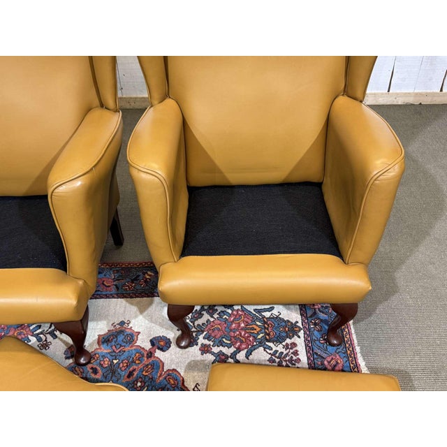 Vintage English Wingback Chairs in Leather, 1980s, Set of 2 For Sale - Image 3 of 14