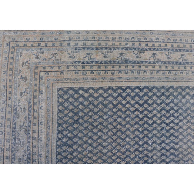 Minimalist Design Antique Persian Tabriz Rug With Modern Look in Blue Tones 8'10 X 11'9 For Sale - Image 12 of 16