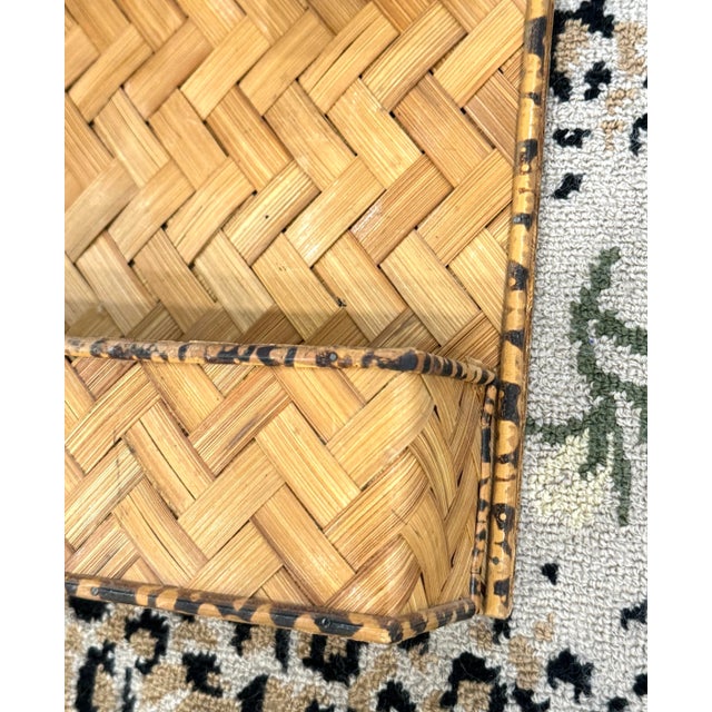 Vintage Woven Rattan Tortoise Bamboo Wall Organizer For Sale - Image 9 of 9