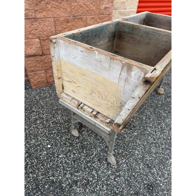 Mid 20th Century Rustic Wooden Industrial Rolling Cooler/Planter For Sale - Image 5 of 14