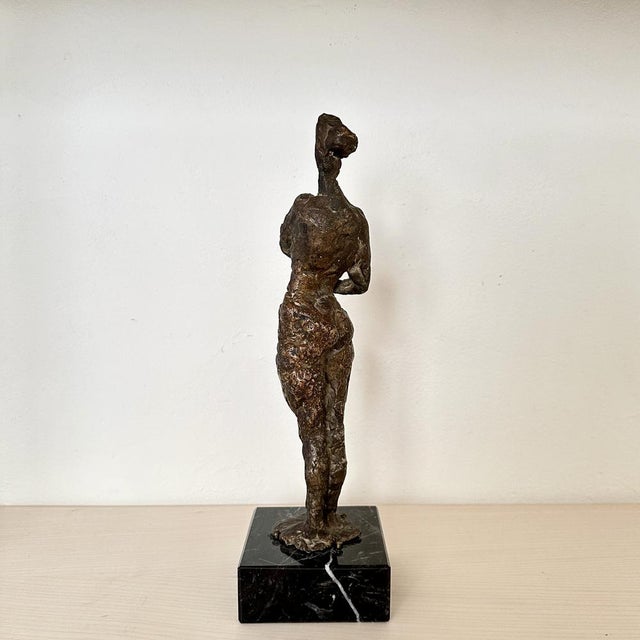 Oskar Bottoli, Small Woman Sculpture, 1969, Cast Bronze on a Black Marble Stand For Sale - Image 13 of 17