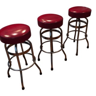 Vintage Soda Fountain Stools With New Seats For Sale