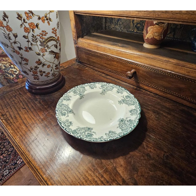 Early 20th Century English Green Transferware Soup Bowl For Sale - Image 10 of 10