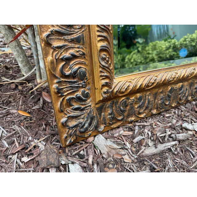 Vintage Carolina Mirror Company Carved Gilt Framed Beveled Wall Mirror For Sale In Naples, FL - Image 6 of 11