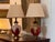 Pair of table lamps converted from Sang de Boeuf glazed vases with rich oxblood red and dramatic drip glaze. Each sits on...