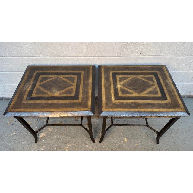 Maitland - Smith Vintage Maitland-Smith Metal Geometric End Tables, Pair For Sale - Image 4 of 17