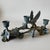 Vintage Spi Triple Candelabra: Pewter, Verde-Patina, Morning Glory Hummingbird For Sale - Image 6 of 18