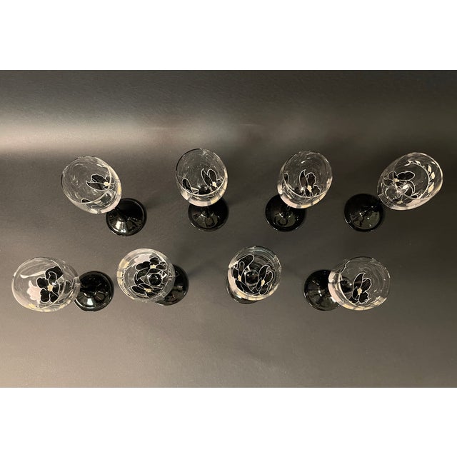 Vintage French Hand-Decorated Glasses, 1950s, Set of 6 For Sale - Image 9 of 13