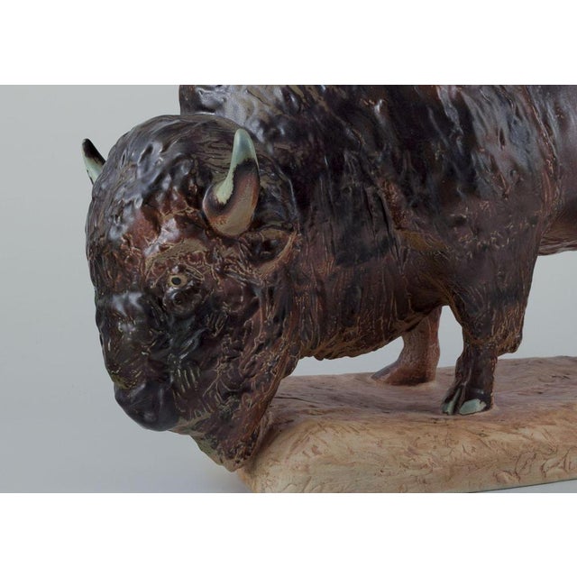 1970s Large Figurine of a Bison by Kuno Norvark for Bing and Grondahl, 1970s For Sale - Image 5 of 10