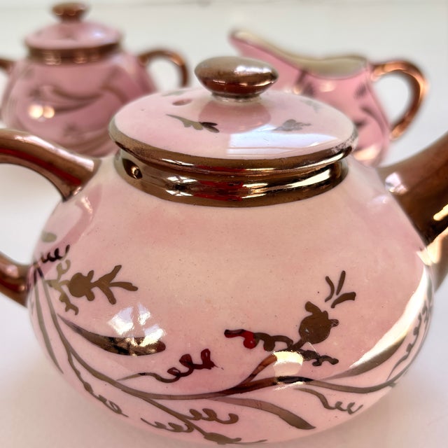 Vintage Copper Lustreware Tea Set Made in England For Sale - Image 4 of 11