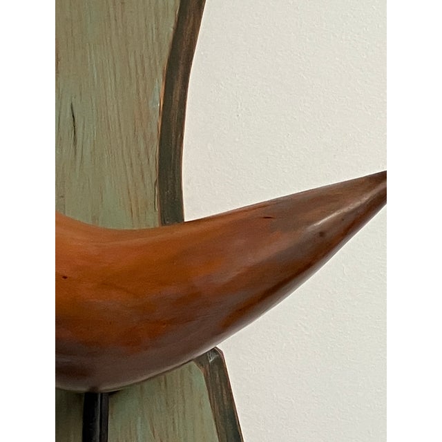 Mid-Century Modern Mid-Century Modern Hand-Carved Wooden Bird Wall Sculpture For Sale - Image 3 of 7