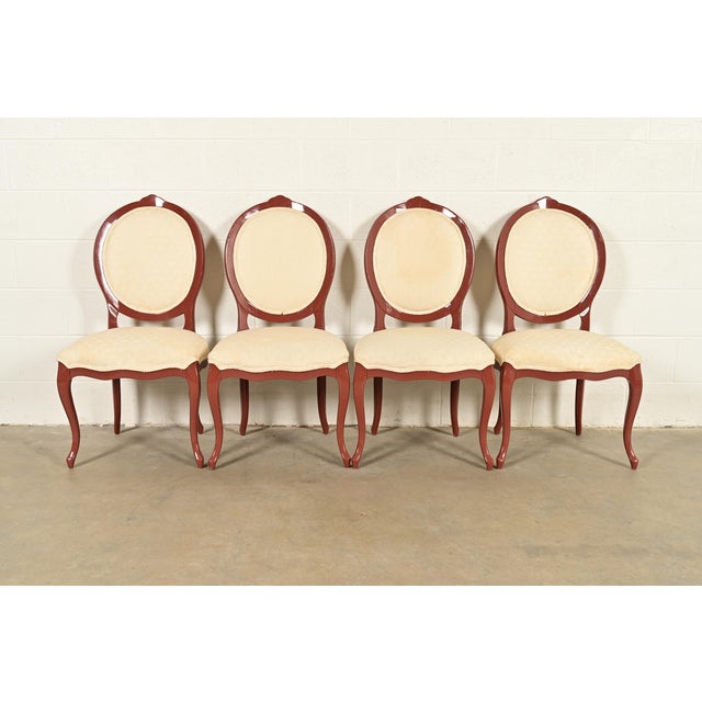 Karges Style French Provincial Louis XV Brown Lacquered Dining Chairs, Set of Four For Sale - Image 12 of 12