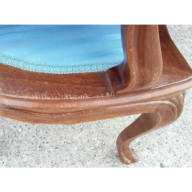 Blue Vintage Hand-Crafted Arm Chair-Italy For Sale - Image 8 of 10
