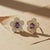 Not Yet Made - Made To Order Five Petal Flower Earrings Studs With Amethysts, Silver, Gold, Pair For Sale - Image 5 of 7