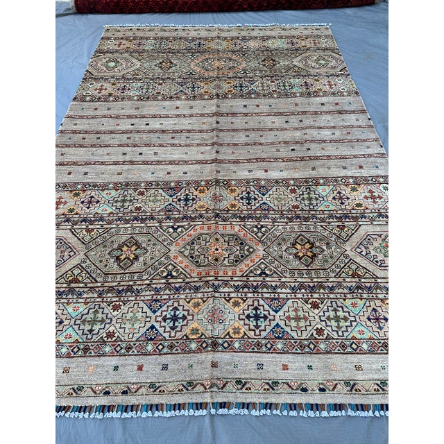 Afghan Gray Khorjin Hand-Knotted Wool Rug - 6'8" X 9'8" For Sale - Image 6 of 13
