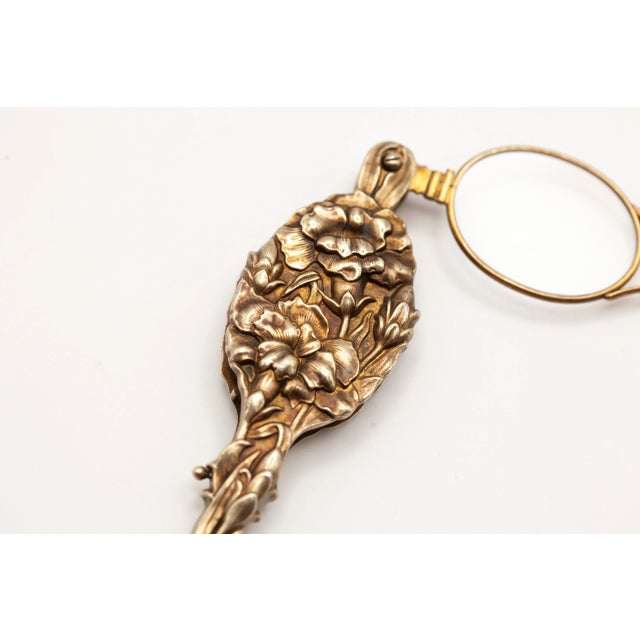 1900 - 1909 Antique Unger Brothers Art Nouveau Silver Vermeil Lorgnette Glasses For Sale - Image 9 of 18
