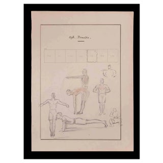 Norbert Meyre, Exercise, Drawing in Pencil, Early 20th-Century For Sale