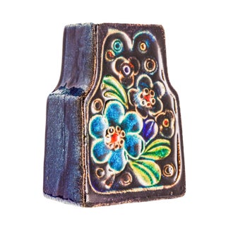 Lava Ceramic Vase by SMF Schramberg 513, hand-painted, West Germany, with 2 openings, 1970 For Sale