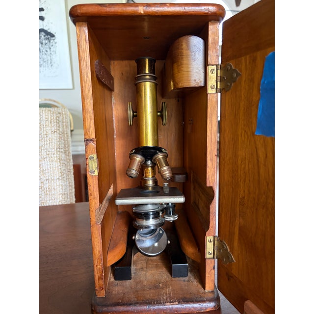 Early 20th Century Bausch & Lomb Brass Microscope in Original Cabinet For Sale - Image 15 of 18
