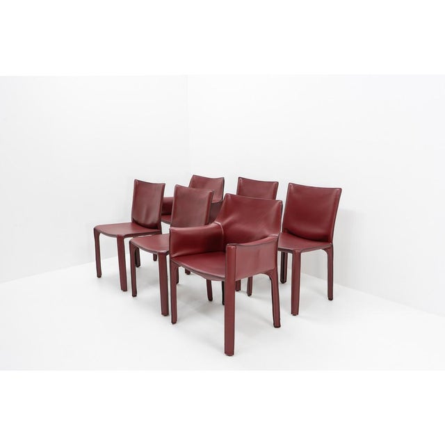 Mid-Century Modern Cab Chairs by Mario Bellini for Cassina, 1990s, Set of 6 For Sale - Image 3 of 18