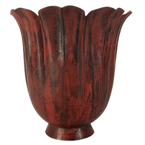 Marie Zimmermann Fluted Scarlet Floriform Vase, Circa 1915