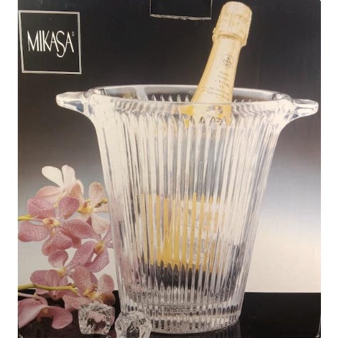 1980s 1980s Mikasa "Diamond Fire" Lead Crystal Champagne Ice Bucket | Vintage Ribbed Barware For Sale - Image 5 of 5