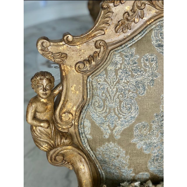 Light Green Louis XV French Italian Rococo Armchairs Chairs- Set of 2 For Sale - Image 8 of 12