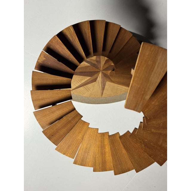 Scale model / model of a staircase. Made of beech wood. Presumably made around 1980. Base with marquetry inlay. Standing...