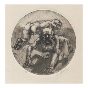 1963 Sigmund Abeles Even Scholars Into Dogs Etching