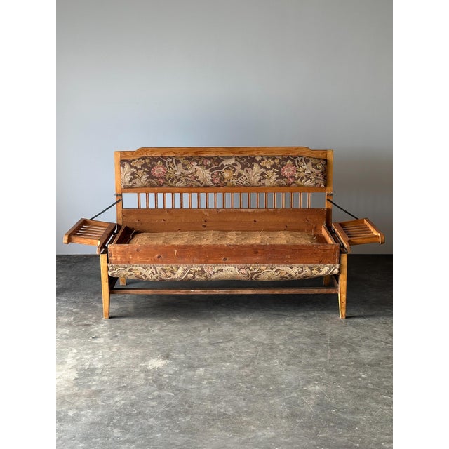 Antique 19th Century Central Europe Pine Bench Fold-Out Daybed With Hidden Storage For Sale - Image 14 of 17