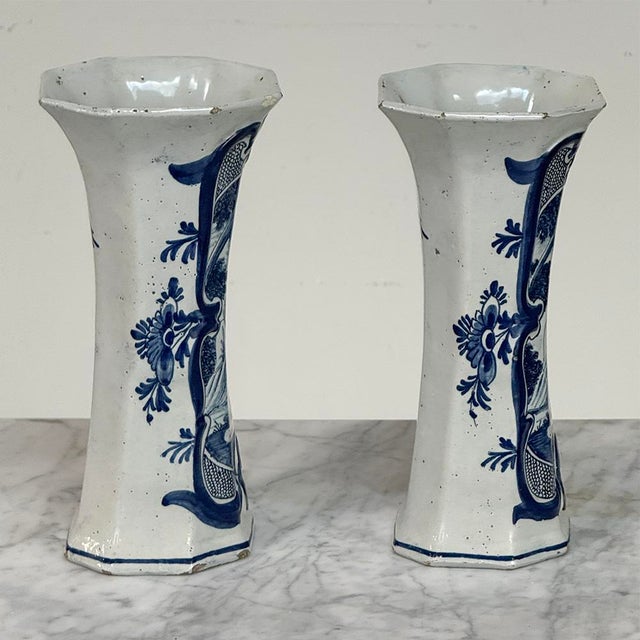 Ceramic Set of Five 18th Century Dutch Delft Biblical-Themed Garniture Vases For Sale - Image 7 of 18