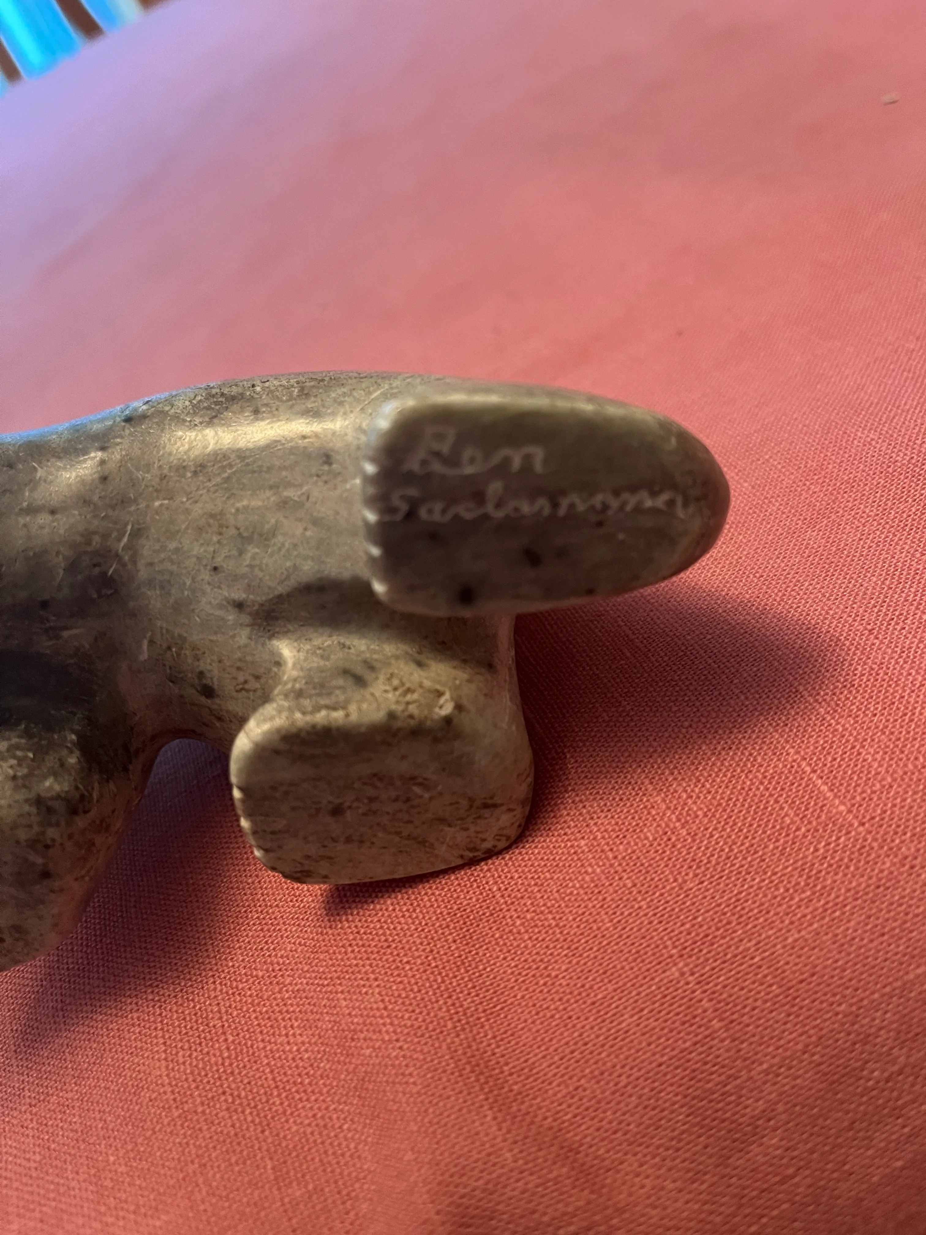 2000s Carved Soap Stone Bear by Ben Saclamana, Signed, Inuit