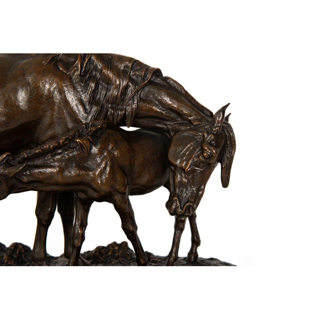 Brown Rare French Antique Bronze Sculpture “Mare and Foal” by Isidore Bonheur For Sale - Image 8 of 12