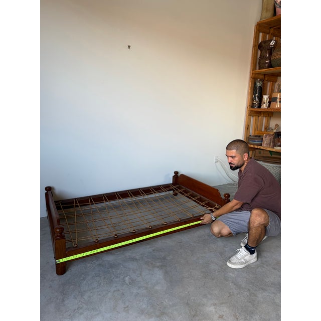 Wood Antique American Walnut Rope Trundle Bed For Sale - Image 7 of 16