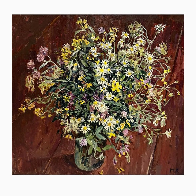 Maya Kopitzeva, Bouquet of Flowers, 1997, Oil Painting For Sale - Image 9 of 9