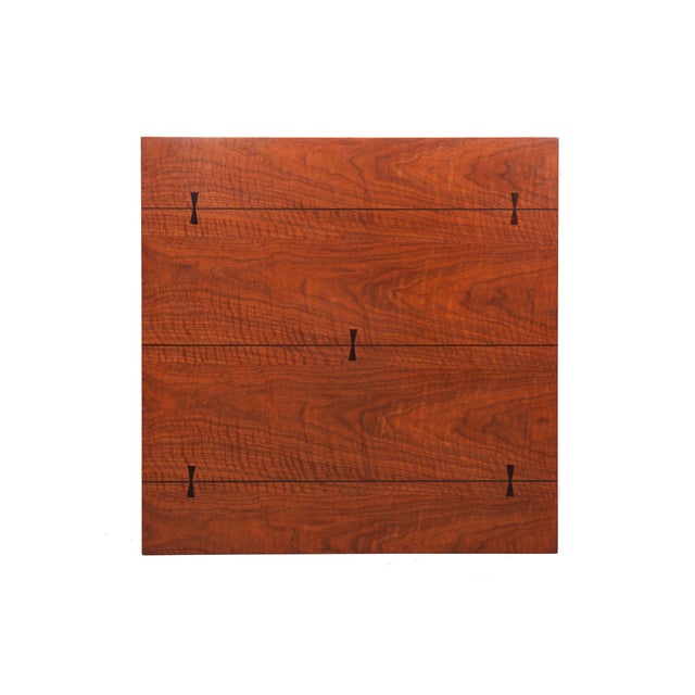 Pair of Lane Tuxedo Walnut and Rosewood Inlaid Bowtie End Tables, Circa 1960s For Sale - Image 16 of 18