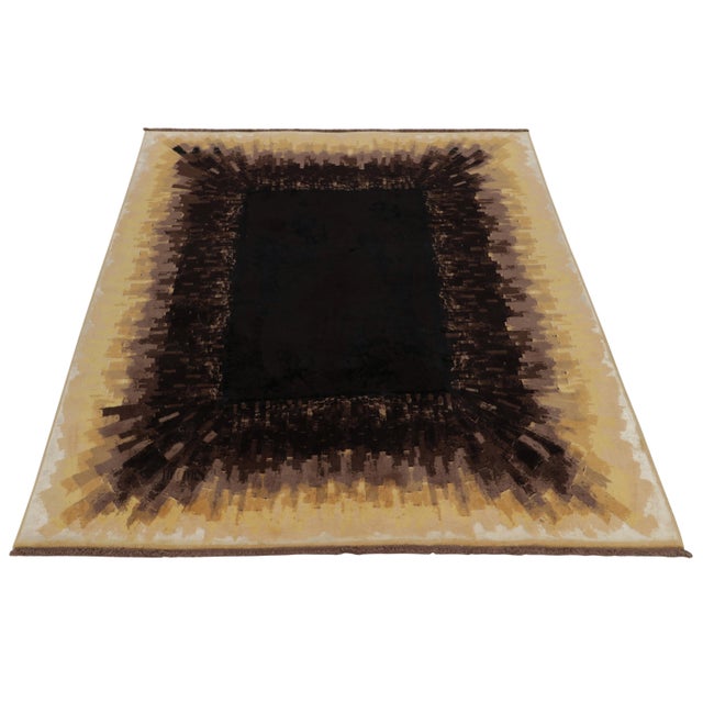 Art Deco Rug & Kilim’s Art Deco Style Modern Rug in Black, Brown & Gold Borders For Sale - Image 3 of 7