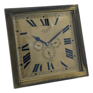 8 Day Desk Clock with Calendar and Brass Case from Philippe, Paris, 1920s