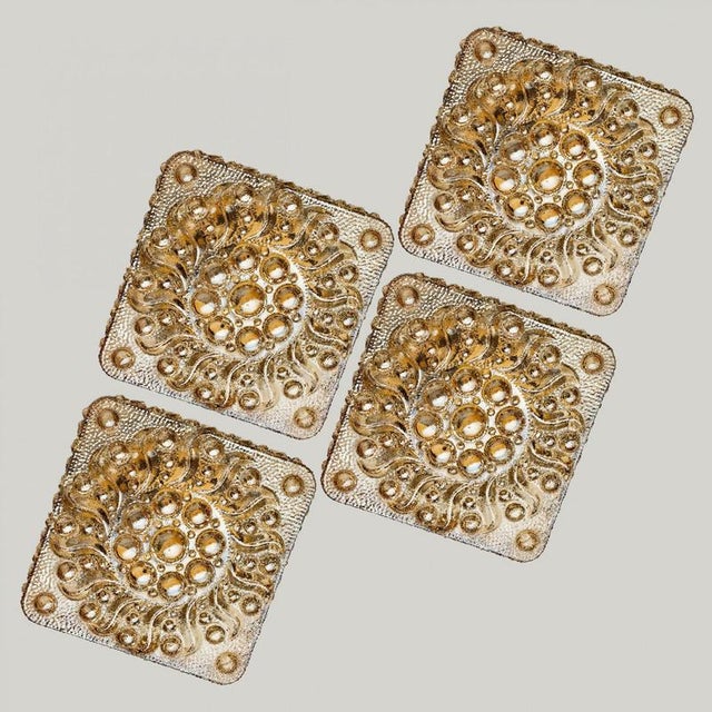 Square Sun Amber Bubble Glass Wall Light by Helena Tynell, 1970 For Sale - Image 3 of 14