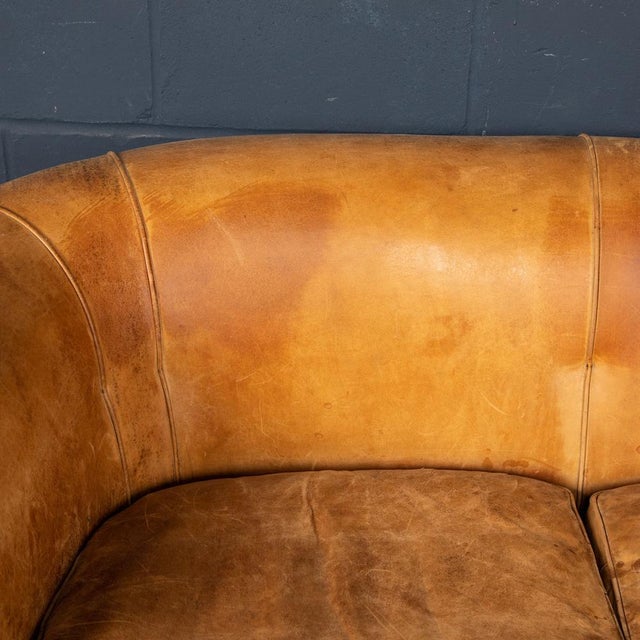20th Century Dutch Two Seater Sheepskin Leather Sofa For Sale - Image 17 of 18
