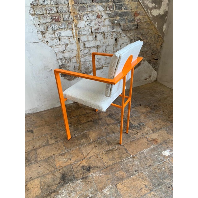 Postmodern Orange Armchairs with Bouclé Upholstery, 1980s, Set of 2 For Sale - Image 14 of 15