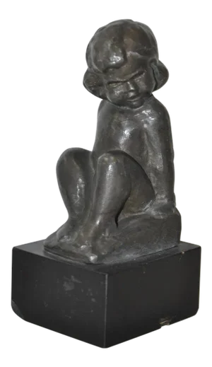 Miniature Bronze Young Child Seated