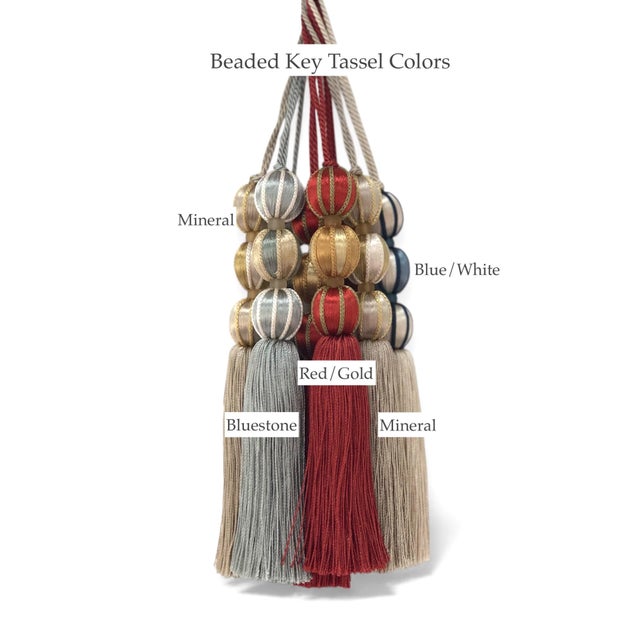 Satin Beaded Key Tassel in Red & Gold For Sale - Image 11 of 15