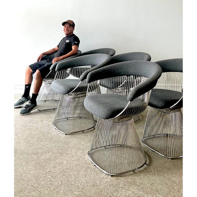 Vintage Platner Style Wire Dining Chairs - Set of 6 For Sale - Image 10 of 12