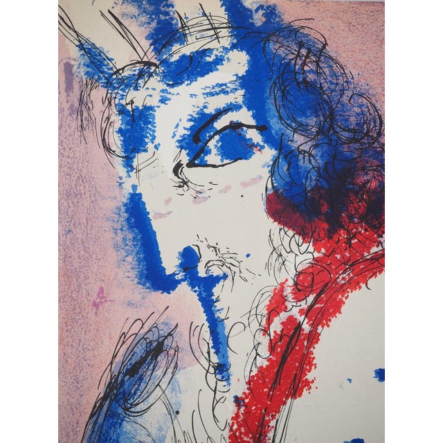 Modern Marc Chagall, The Bible, Moses and the Tablets, Original Lithograph For Sale - Image 3 of 6