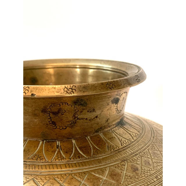 Vintage Traditional Lota Etched Brass Pot Water Vase Indian Chairish