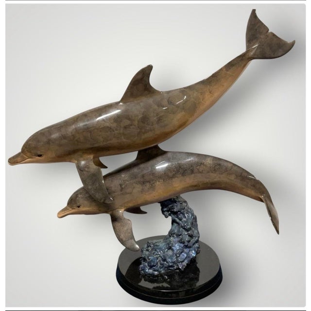 Bronze 1990s Robert Wyland “Ocean Travelers” Bronze Dolphin Sculpture LTD Ed 64/200 For Sale - Image 8 of 11