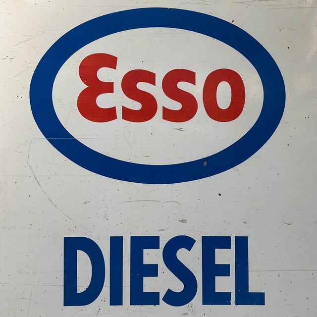 Mid-Century Modern Esso Diesel Sign in Enamel from Plastemal, Nivelles, 1968 For Sale - Image 3 of 11