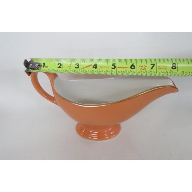 1960s Shenango China Anchor Hocking Orange Color Ceramic Gravy Boat For Sale In Miami - Image 6 of 16
